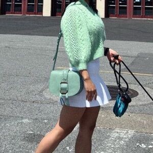 Ba&sh Leather Crossbody bag- Mint pastel green